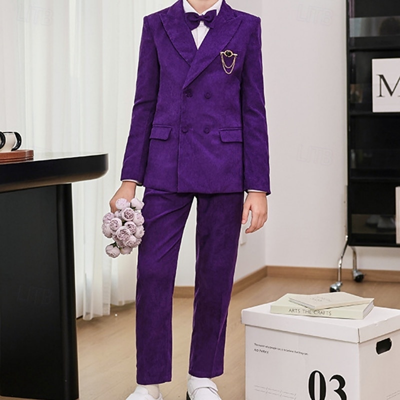 Traje de portador de anillos de 5 piezas, blazer para niños & pantalones  &camisas &Traje formal para niño, estilo casual, para exteriores, para fiestas, a la moda, básico, color liso, con bolsillos y 2026 - $63.99 –P8