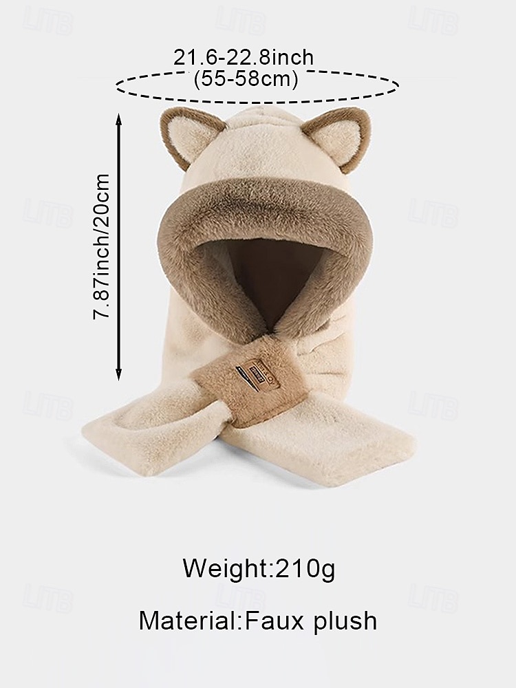 Женский шарф с капюшоном из искусственного меха – 2-в-1 шапка и шарф для ушей в нескольких цветах для карнавала зимнего косплея и костюмированных вечеринок 2026 - $11.99 –P9