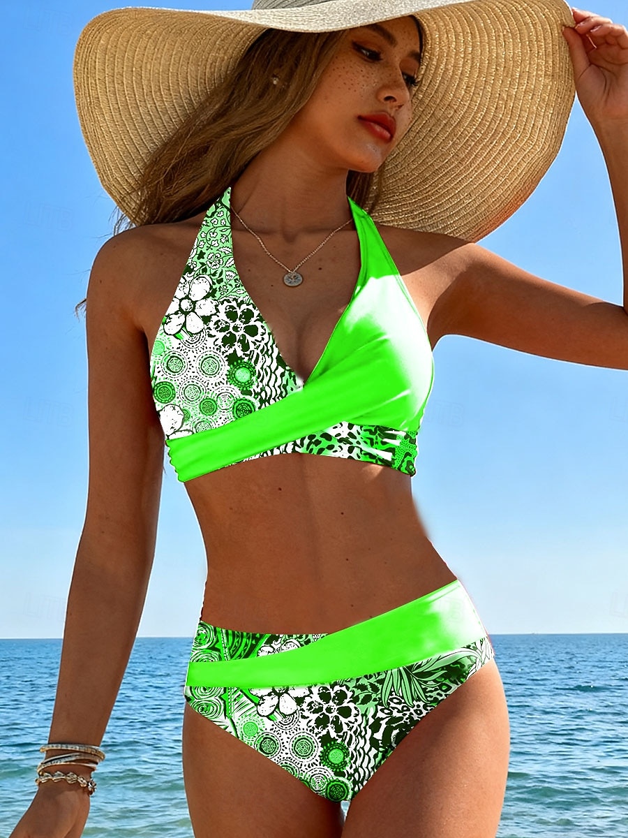 Bañador de bikini de 2 piezas para mujer atrevido moda gráfico floral sin mangas 2026 - $32.99 –P4