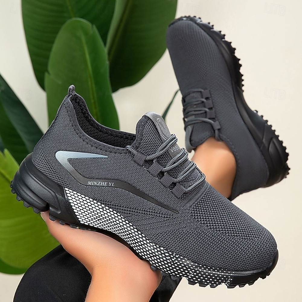 Ljusgröna herrskor i andningsbart mesh, lätta, halkfria terrängsneakers, bekväma träningsskor för promenader, jogging, gym och St. Patrick's Day-kläder 2026 - HUF 13072 –P5