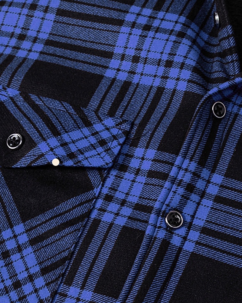 Herren Wintermantel Hemdjacke Fleecejacke Freizeitjacke Lässig Täglich Thermowarm Tasche Herbst Winter Karomuster Streetwear Täglich Mit Kapuze Regulär Blau Schwarz Weiß Rote Dunkelgrün Jacken 2026 - $31.99 –P3