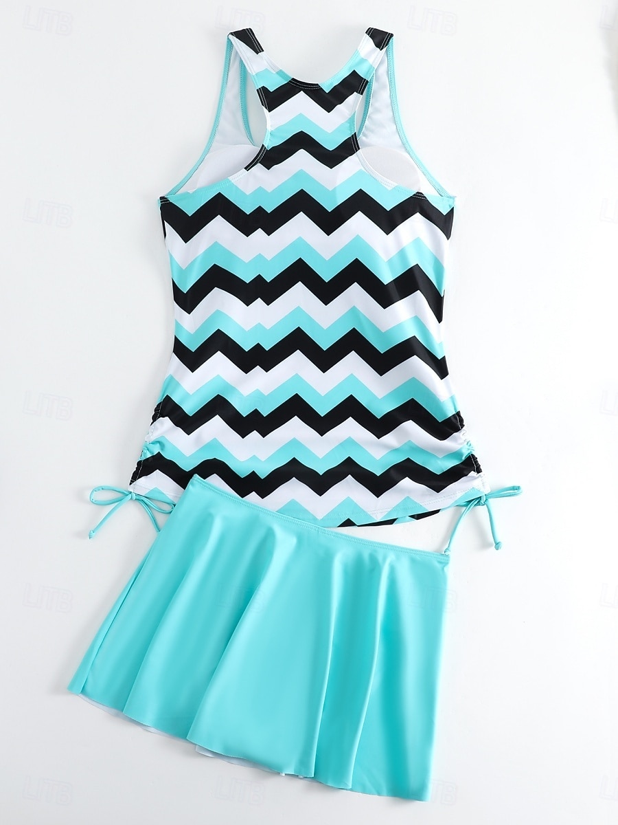 Γυναικείο Μαγιό Ταγκίνι 2 Τεμαχίων Φούστα Έλεγχος Κοιλιάς Ψηλός Ορθοστάτης Σλιμ Ανοιχτή Πλάτη Διακοπές Παραλία Φορέματα Σημαία Ράσβερ  U Λαιμός Αμάνικο 2026 - $33.99 –P10