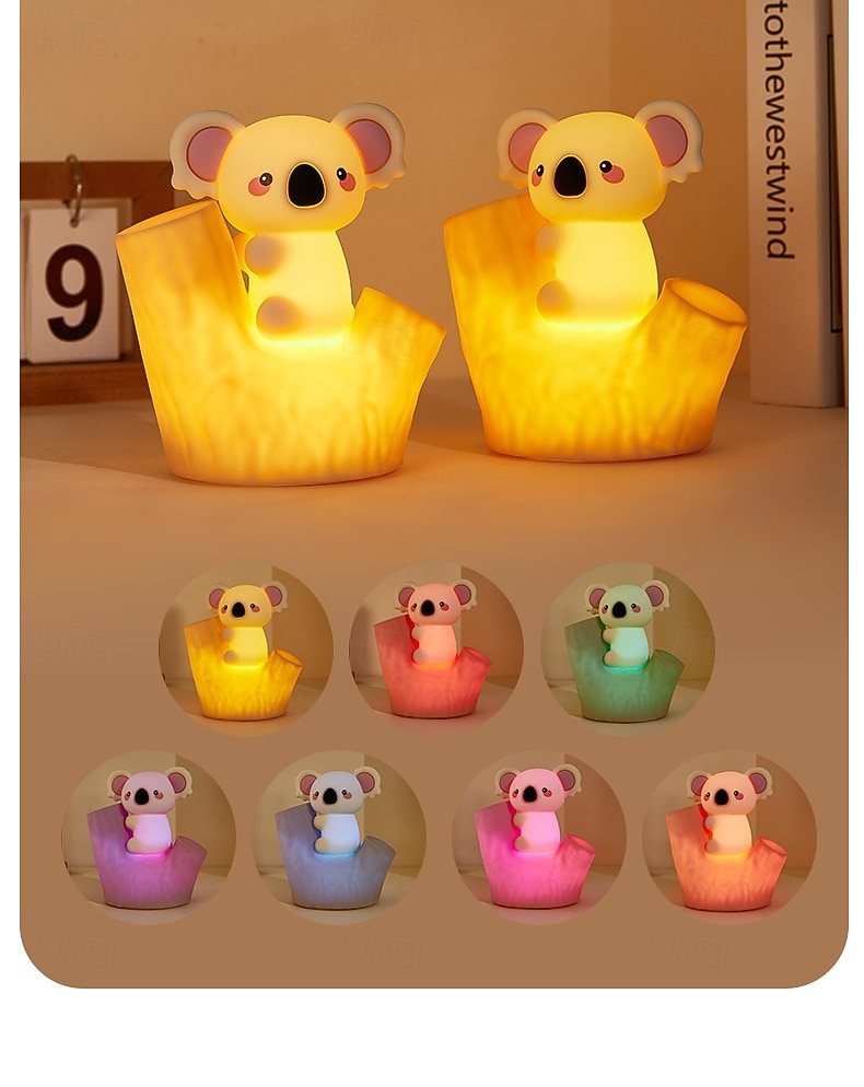 7-Color Gradient Koala Soft Silicone Patting Light Usb Charging Nightlight Timer Christmas New Year Festival Birthday Gift Bedroom Atmosphere Light 2026 - $23.99 –P7