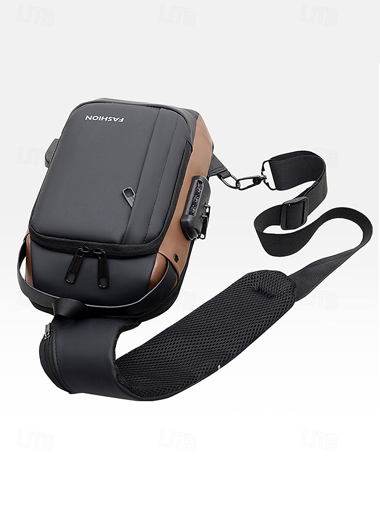 Herrväska i flerfärgad nylon för resor, vandring och friluftsliv - vattentålig axelväska med extern USB-port 2026 - $19.99 –P8