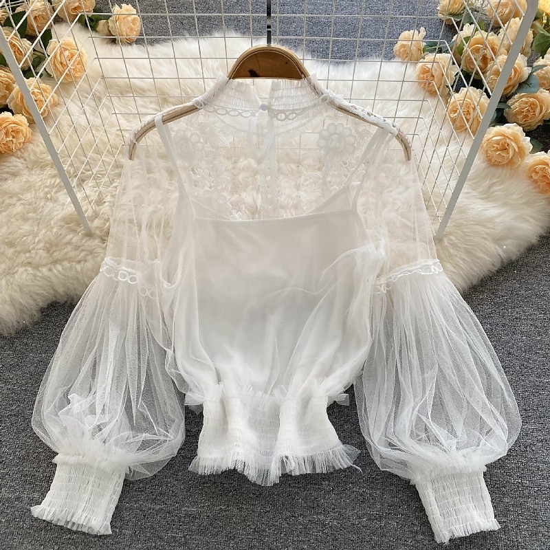 Γυναικεία Μπλούζα Δαντέλα Κουρελού Σκέτο Βίντατζ Στυλάτο Μακρυμάνικο Ζιβάγκο Κανονικά μπλουζάκια Καθημερινά Εξόδου Θαλασσί Μαύρο Λευκό Χακί Σομόν Καλοκαίρι Άνοιξη Φθινόπωρο Χειμώνας 2026 - $23.99 –P14