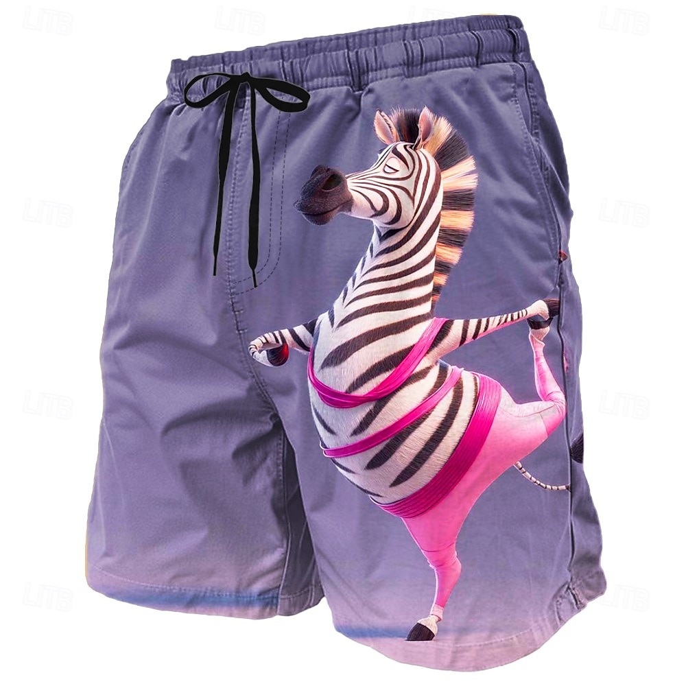 Herren Cartoon Zebra Esel Badehosen Badeshorts Boardshorts Mittlere Taille Lustig Hawaiianisch Strandurlaub Seitentaschen Netzfutter Elastischer Kordelzug in der Taille Designer Bekleidung 2026 - $20.99 –P4
