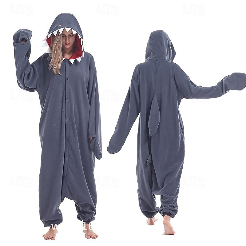 Pijamale Kigurumi Costum de grup Costumul Onesie Animal Rechin Cald Confortabil Capișon Lână  Adulți Bărbați Pentru femei Unisex Halloween Carnaval Petrecere Performanță homewear Îmbrăcați-vă 2026 - $41.99 –P1