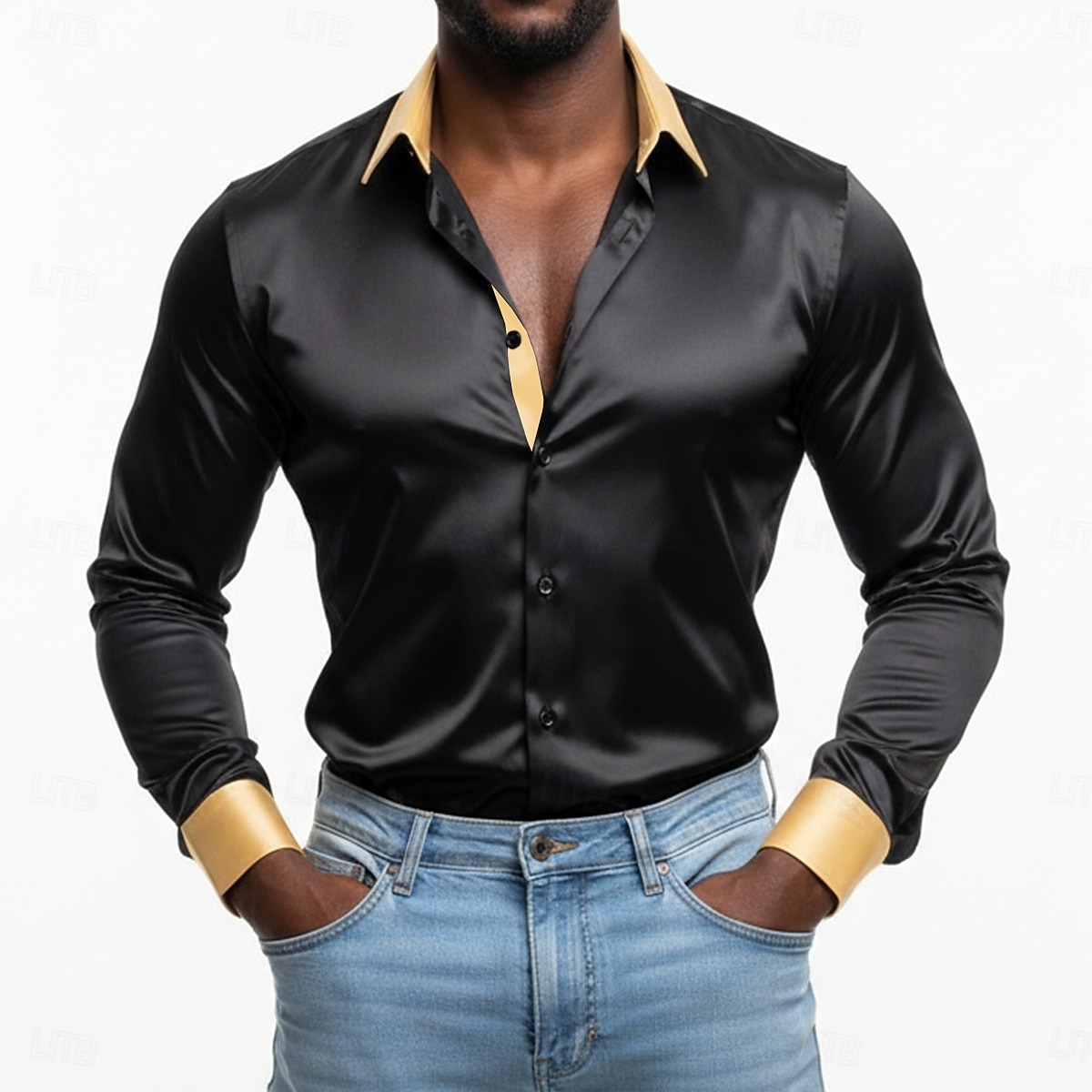 Per uomo Camicia Camicia in raso Camicia casual Camicia con Bottoni Camicia da discoteca Patchwork Quotidiano Vacanza Nero Bianco Vino Verde Manica Lunga Bavero Primavera & Autunno Tutte le stagioni del 2026 a $26.99 –P2