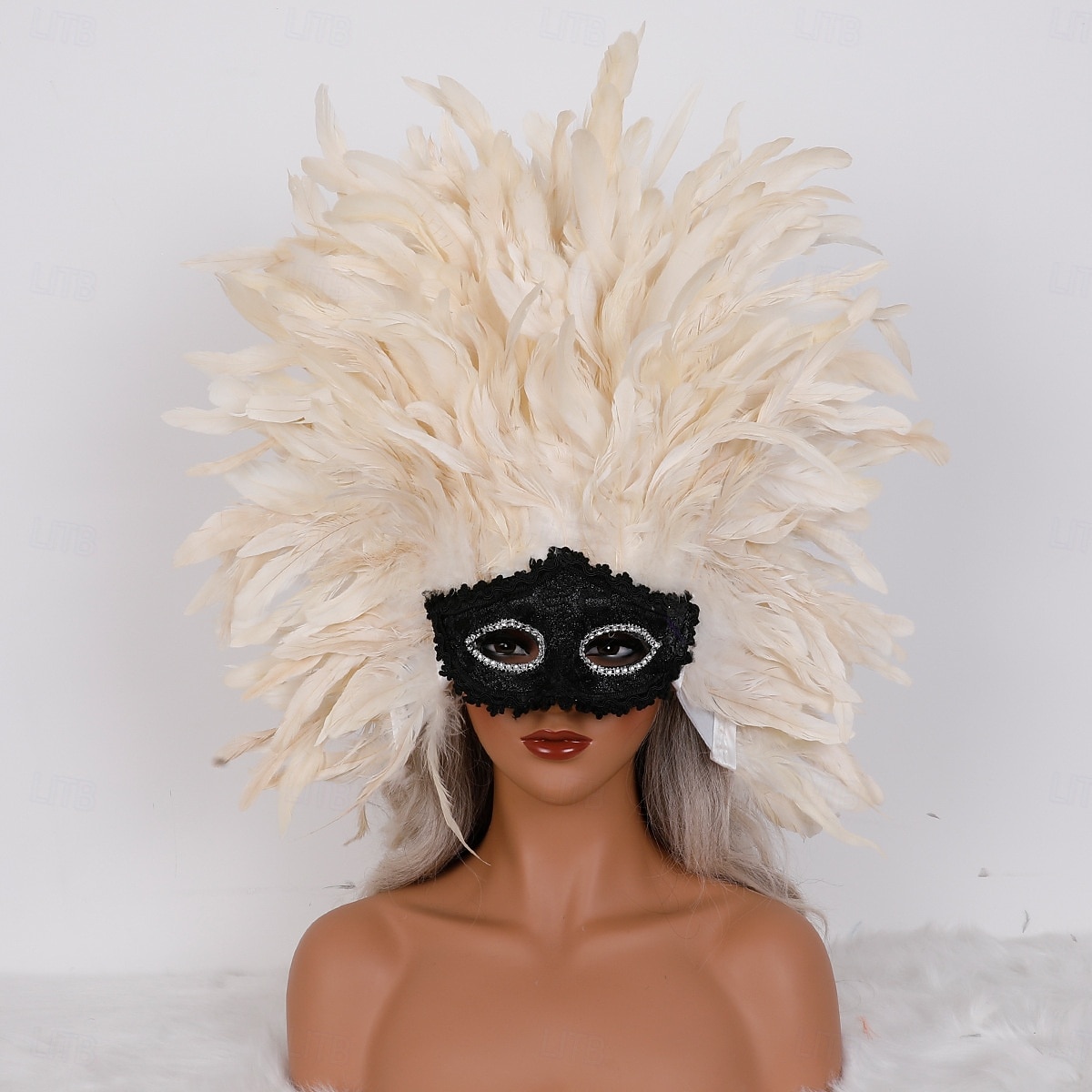 Karnevaali 2026 Rio Karnevaali Samba Lisävarusteet Karnevaali Höyhenmaski Päähine Punainen Oranssi  Valkoinen Täysin Höyheninen Maski Brasilia Festivaali Esityspuku 2026 - $42.99 –P2