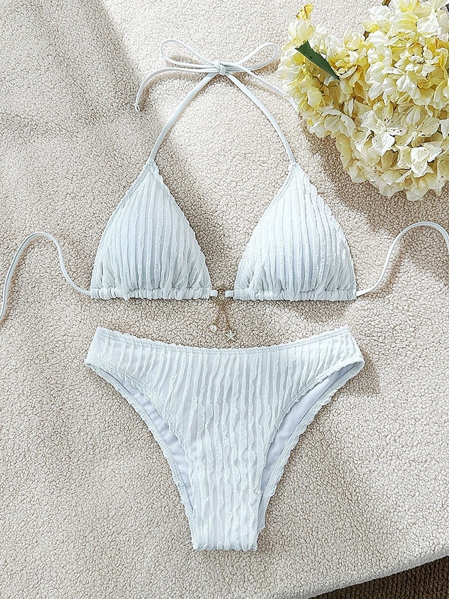 Women's Bikini 2 Piece Swimsuit Skirt Slim Backless Vacation Beach Wear Solid Color Halter Neck Sleeveless Bathing Suits 2026 - $22.99 –P10