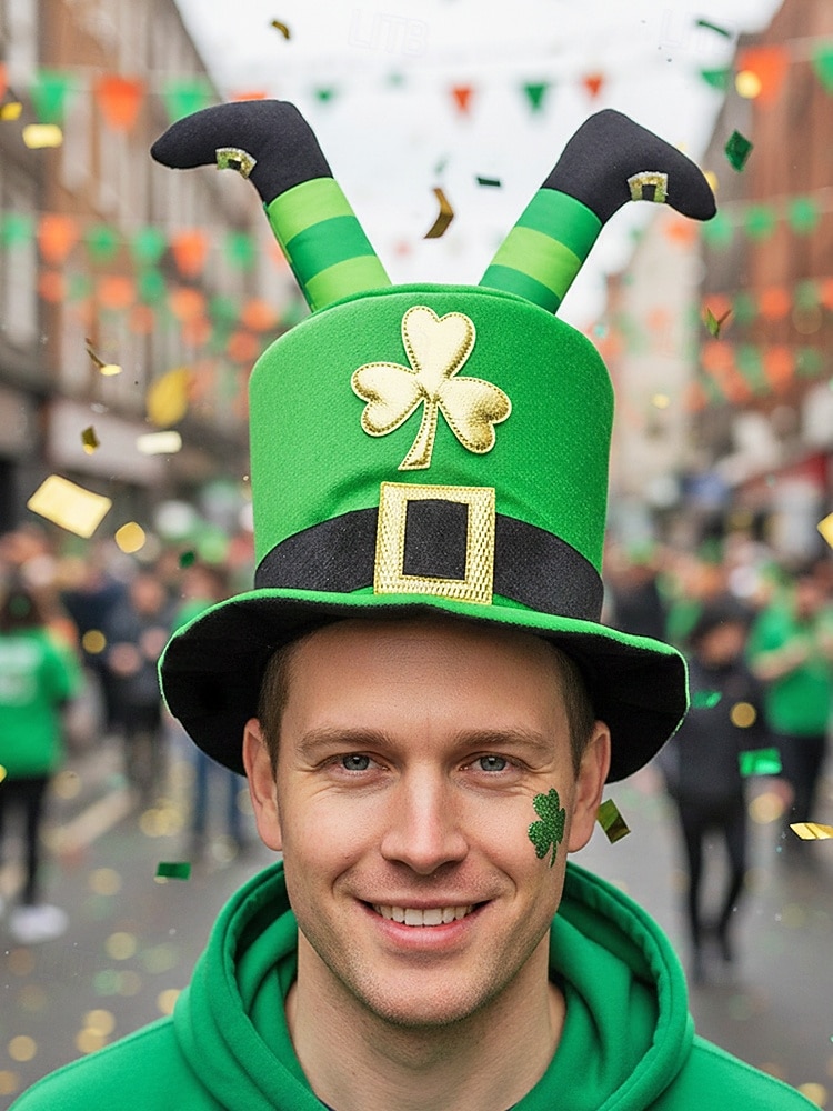 Chapeau de lutin vert pour homme, en polyester avec trèfle doré, idéal pour la Saint-Patrick et le carnaval, accessoire amusant et festif de 2026 ? $19.99 –P2