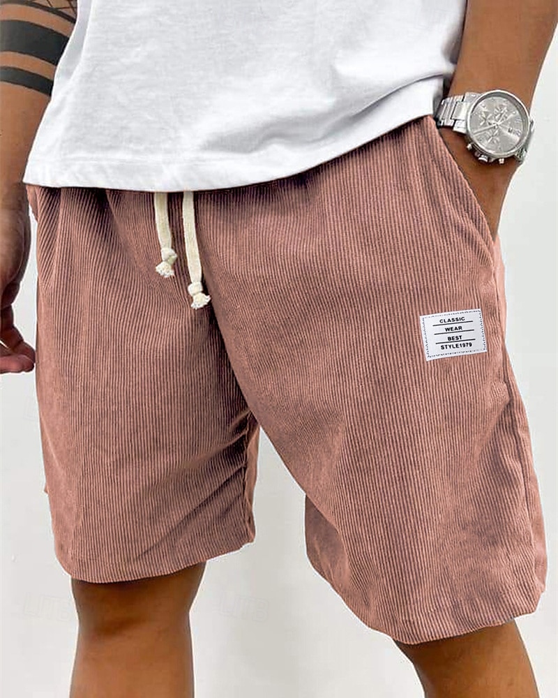 Herren Shorts Freizeitshorts Cordshorts Tasche Elastischer Bund Einfach Komfort Atmungsaktiv Knielang Outdoor Urlaub Alltagskleidung Urlaub Mode Schwarz Weiß Mikroelastisch 2026 - $11.49 –P4