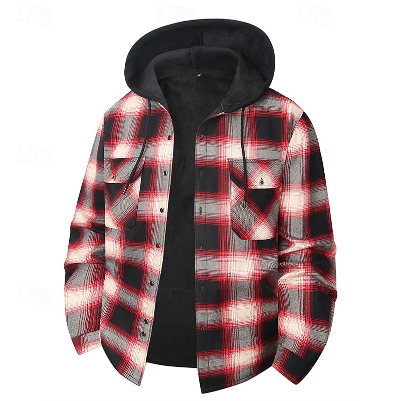 Per uomo Cappotto Invernale Giacca Camicia Giacca in Pile Giacca Casual Casuale Quotidiano Calore Termico Tasca Bottonato Autunno Inverno Plaid Streetwear Quotidiano Con Cappuccio Regolare Rosso del 2026 a $31.99 –P1
