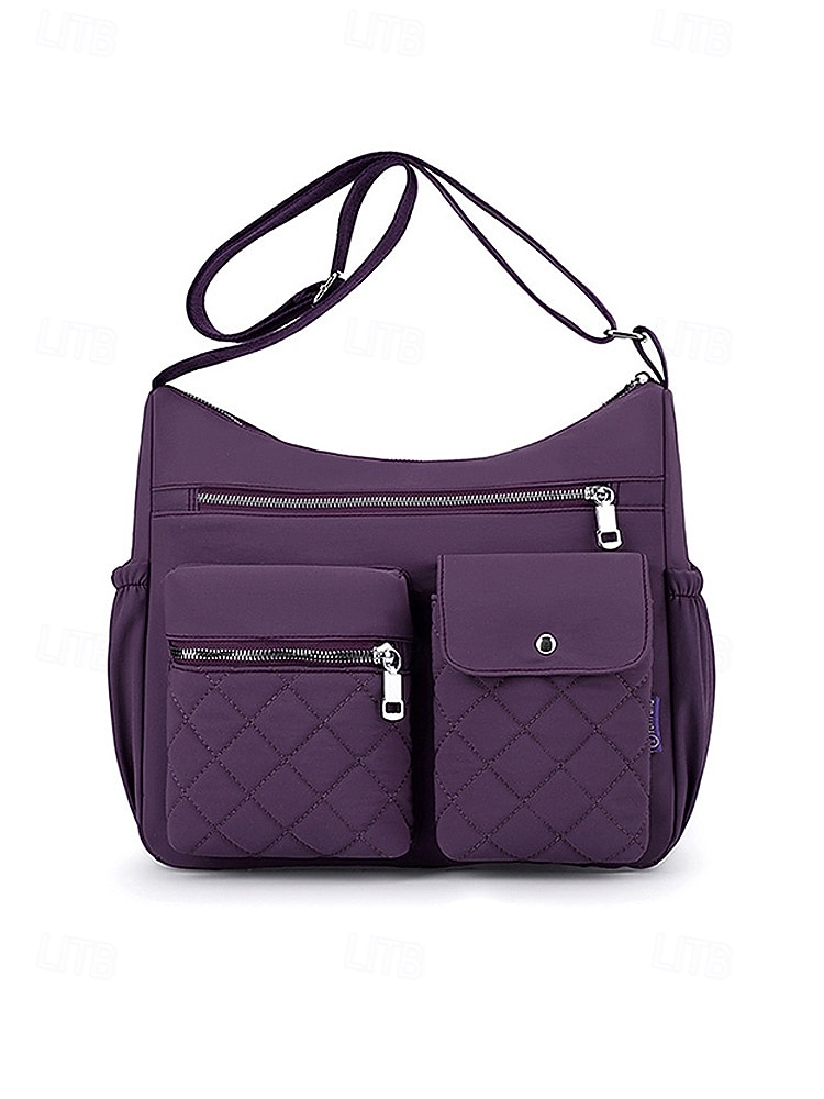 Женская стеганая нейлоновая сумка через плечо с множеством карманов — вместительная водонепроницаемая сумка для путешествий, работы и повседневного использования. 2026 - $26.99 –P5