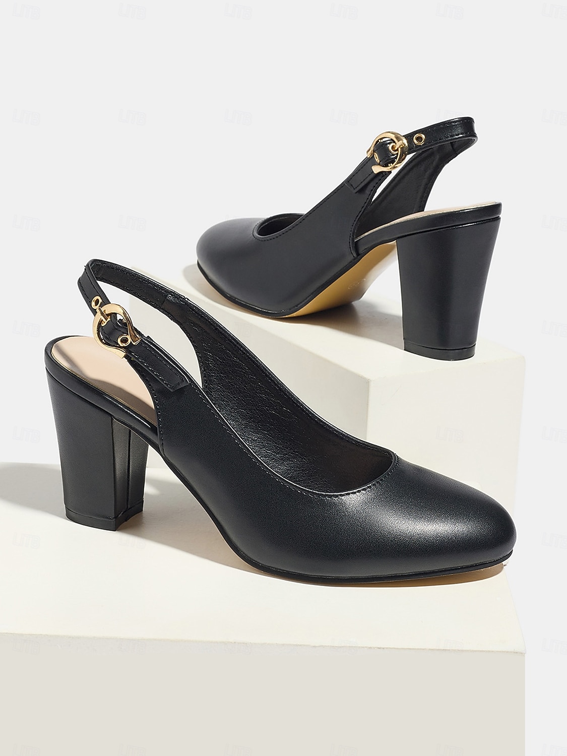 Women's  Classic Beige Elegant Slingback Heels – Comfortable Block Heel, Perfect for Mothers at Garden Weddings 2026 - $54.99 –P6