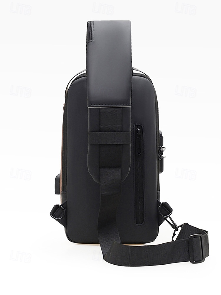 Herrväska i flerfärgad nylon för resor, vandring och friluftsliv - vattentålig axelväska med extern USB-port 2026 - $19.99 –P7