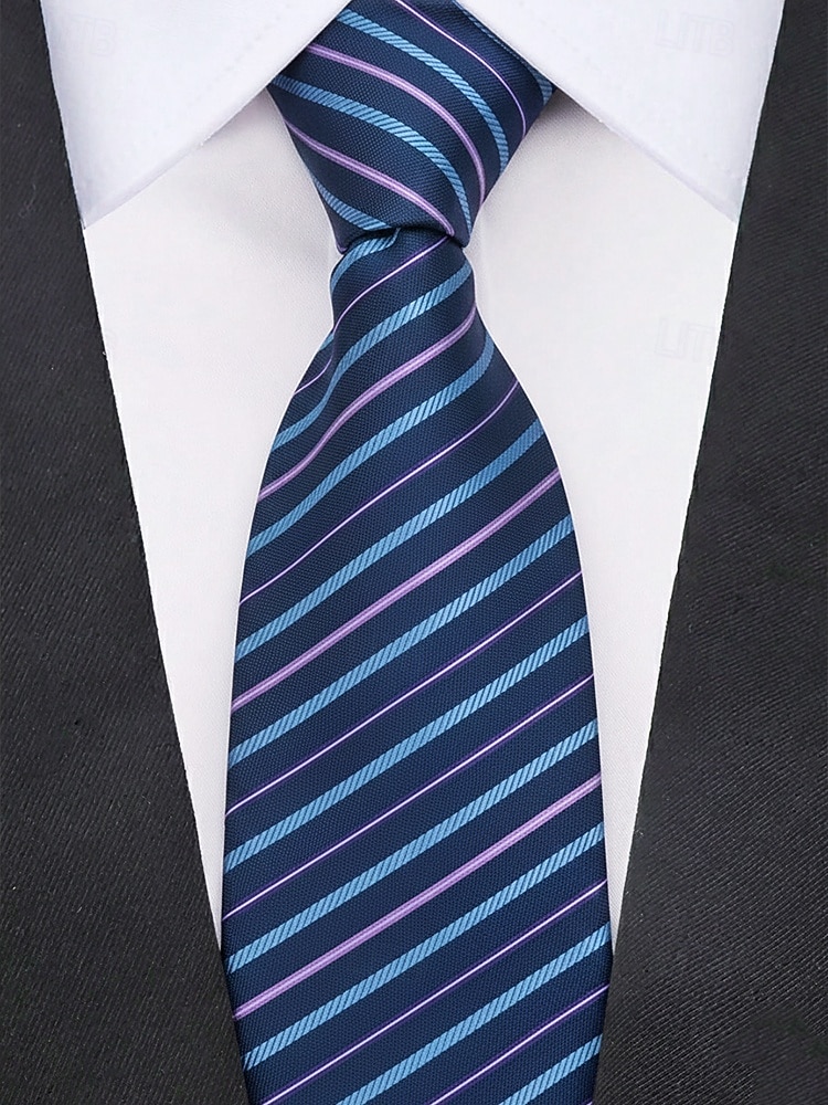 herrslips med dragkedja, färdigknuten slips i polyester med dold dragkedja, klassisk randig affärsmodell, flerfärgade alternativ, för bröllop, kontorskläder och eleganta vardagsevenemang 2026 - $11.99 –P4