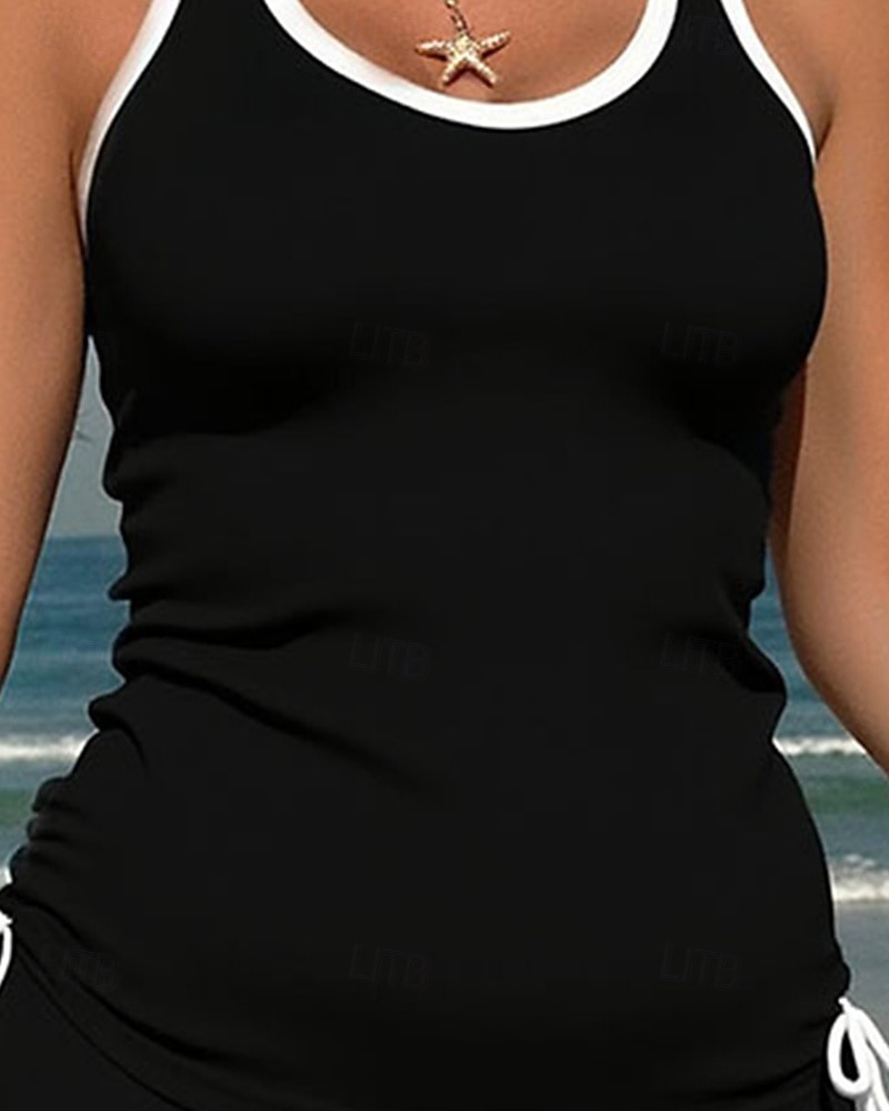 Mujer Traje de baño Tankini 2 Piezas Color sólido Utra ligero (UL) Protección UV Elástico Sin Mangas Bañadores Surf Submarinismo Verano 2026 - $20.99 –P5