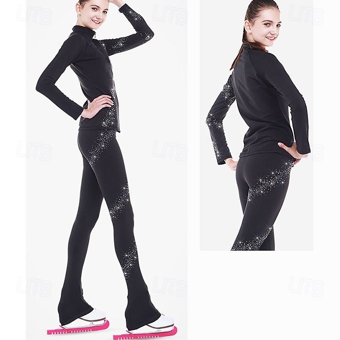 Eiskunstlauf-Jackett und -Hose Damen Mädchen Eislaufen Hosen / Regenhose Leggings Austattungen Schwarz Blau Fuchsie Vlies Spandex elastisch Ausbildung Praxis Wettbewerb Eiskunstlaufkleidung warm 2026 - $121.99 –P2
