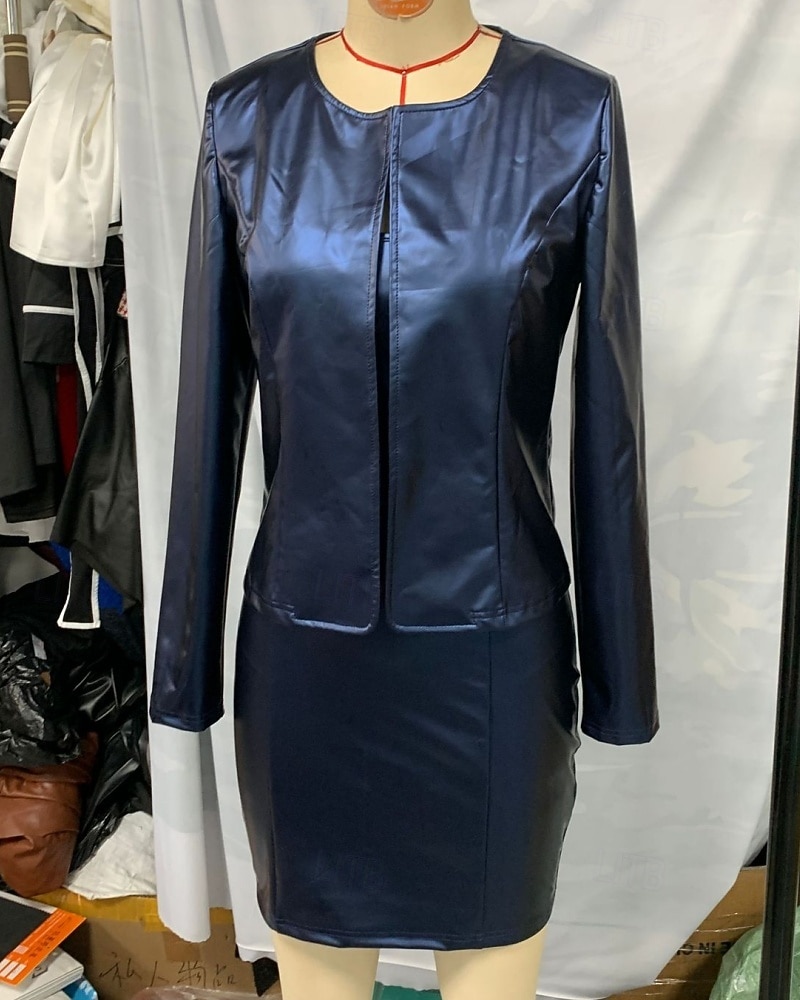 Women's Long Dress Maxi Dress Casual Dress Work Dress Dress Set Elegant Fashion Modern Daily Office Vacation Regular Fit Plain Long Sleeve Crew Neck Burgundy Navy Blue Spring Fall Winter 2026 - $38.99 –P3