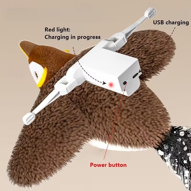 Jouet oiseau couineur rechargeable pour chats &Chiens - jouet interactif pour animaux de compagnie, conçu avec des plumes artificielles résistantes, un effet sonore réaliste et rechargeable par USB. de 2026 ? $24.99 –P12