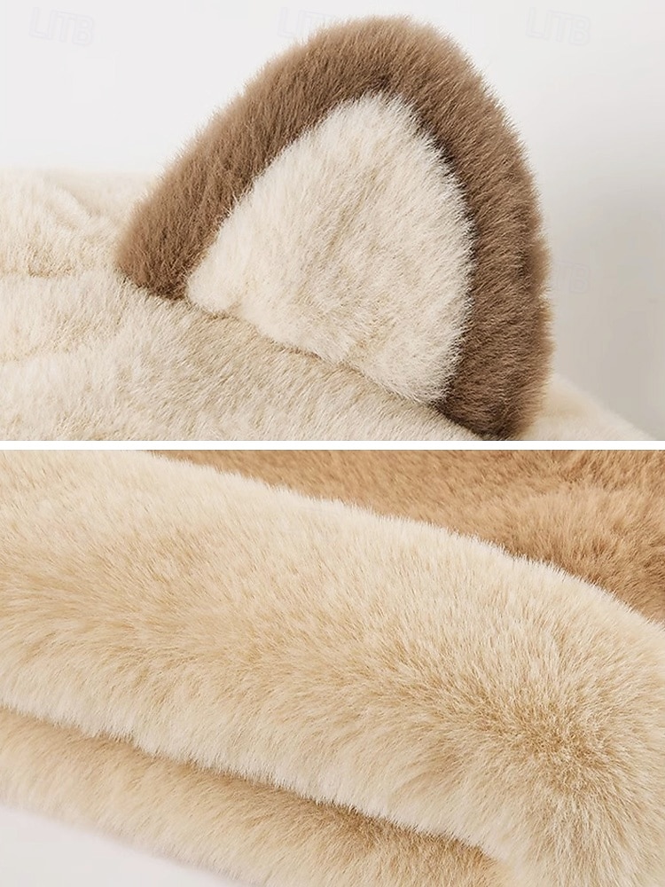 Женский шарф с капюшоном из искусственного меха – 2-в-1 шапка и шарф для ушей в нескольких цветах для карнавала зимнего косплея и костюмированных вечеринок 2026 - $11.99 –P8