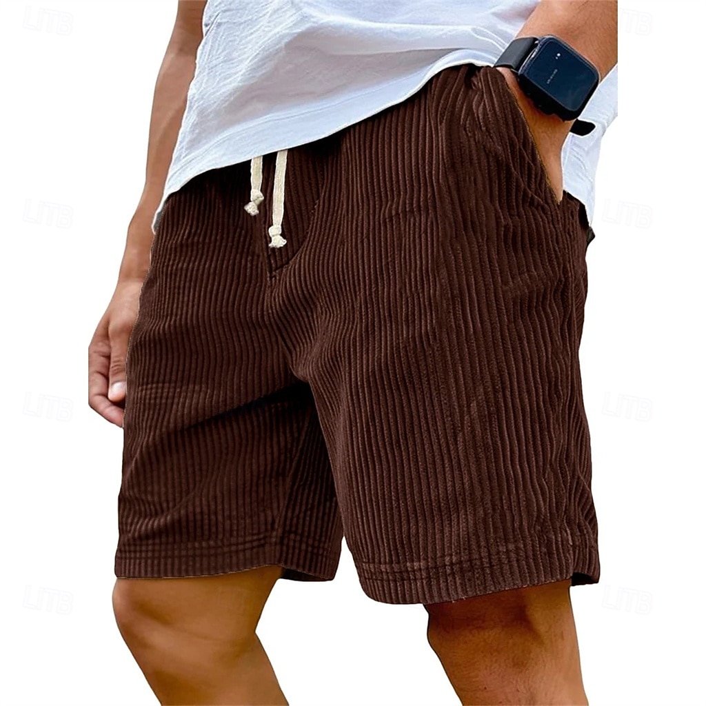 Bărbați Pantaloni Scurți Pantaloni scurți casual Pantaloni scurți din velur Cordon Talie elastică Culoare solidă Confort Lungimea genunchiului Zilnic În aer liber Haine de strada Vacanță Modă Negru 2026 - $18.99 –P11