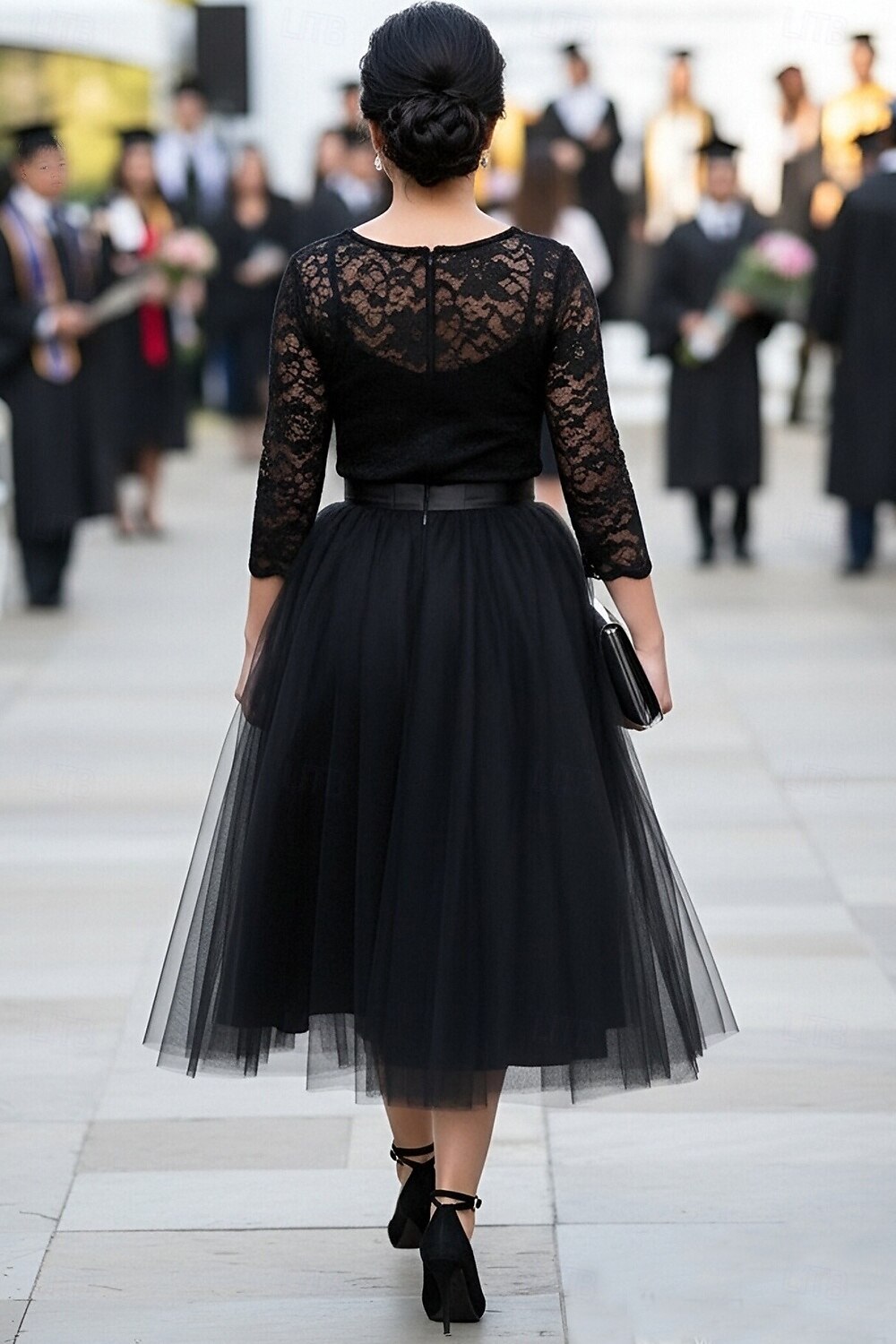 ankle length black dress Monroe Midi perfect for autumn and winter elegance. Chic Black Satin Tulle Strapless