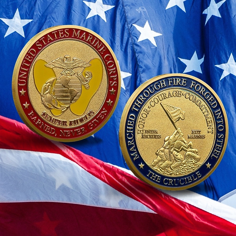 Pièce commémorative du corps des marines des États-Unis – Pièce de défi militaire en fer à l'occasion du 250e anniversaire des États-Unis médaille de collection en métal pour les marines et cadeaux de 2026 ? $15.99 –P3