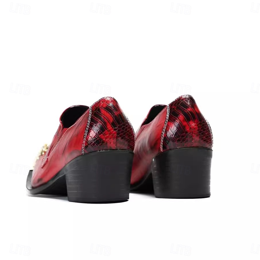 Chaussures habillées rouges vernies pour homme avec bout doré, chaussures de cérémonie élégantes pour les mariages et les réceptions formelles. de 2026 ? $119.99 –P6
