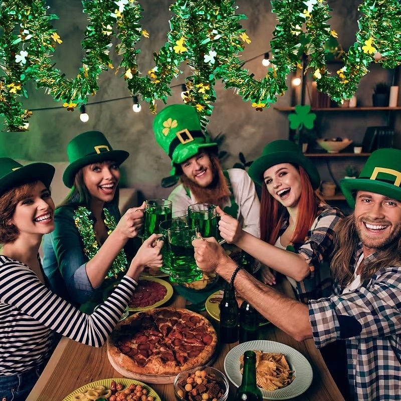 2 db összesen 10 méteres Szent Patrik-napi metál drótfüzér - lóhere és lóhere mintás, zöld és arany metál csavart, alkalmas ír parti otthoni dekorációra 2026 - $16.99 –P3