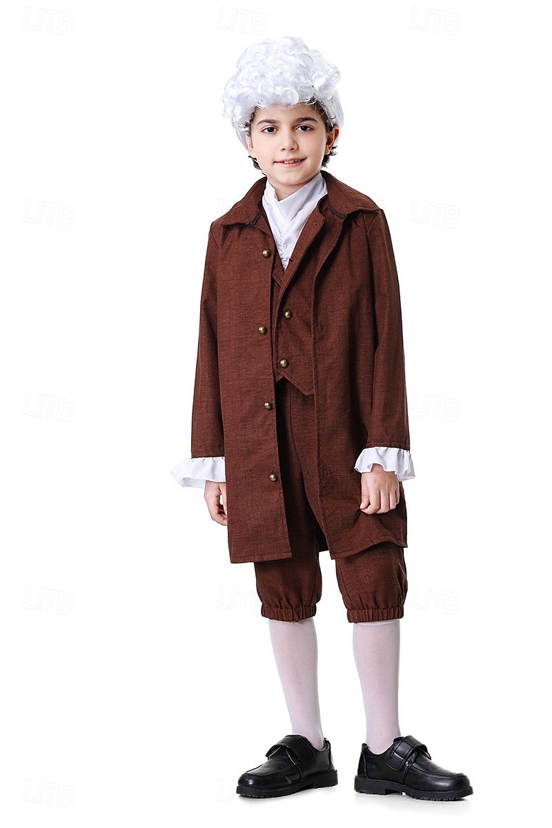 250e jubileum VS Rococo Barok Outfits Lange Mouwen George Washington Koloniaal Onafhankelijkheidsoorlog Kostuum Jongens Carnaval Independence Day 4 juli Kinderen Jas Broeken Kraag 2026 - $46.99 –P9