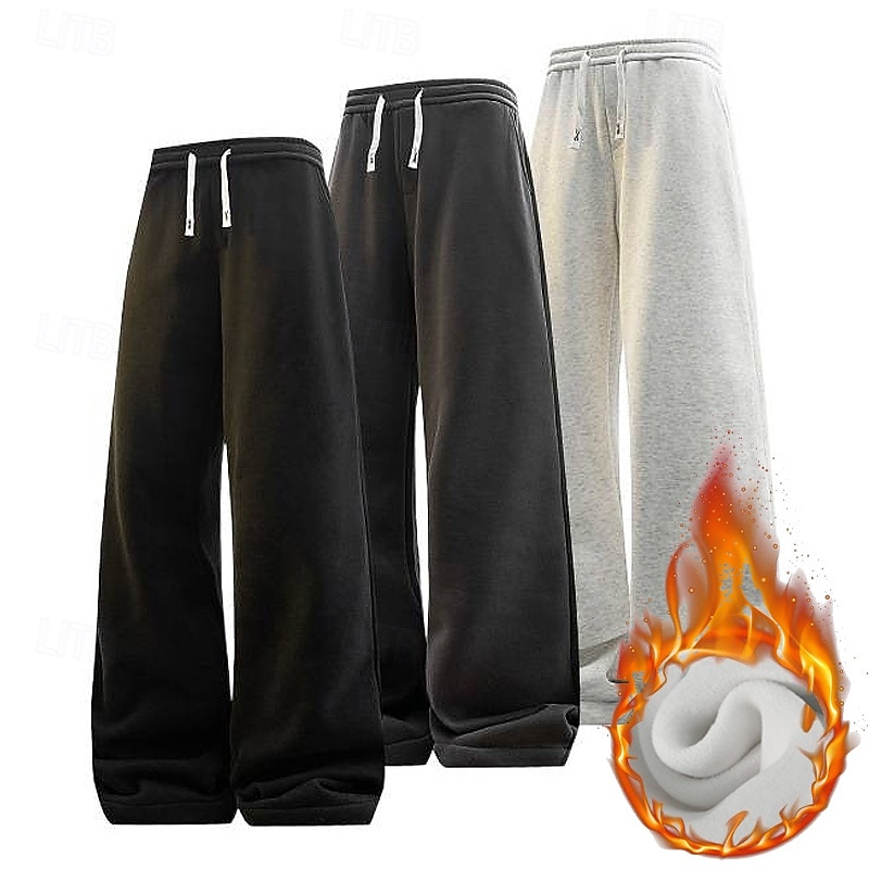 Ανδρικά Αθλητικές Φόρμες Παντελόνι Fleece Παντελόνια Χειμωνιάτικο παντελόνι Φούτερ με ίσιο πόδι Κορδόνι Τσέπη Ελαστική μέση Σκέτο Άνεση Ζεστό Καθημερινά ΕΞΩΤΕΡΙΚΟΥ ΧΩΡΟΥ Αργίες Μοντέρνα Κλασσικό στυλ 2026 - $40.99 –P1