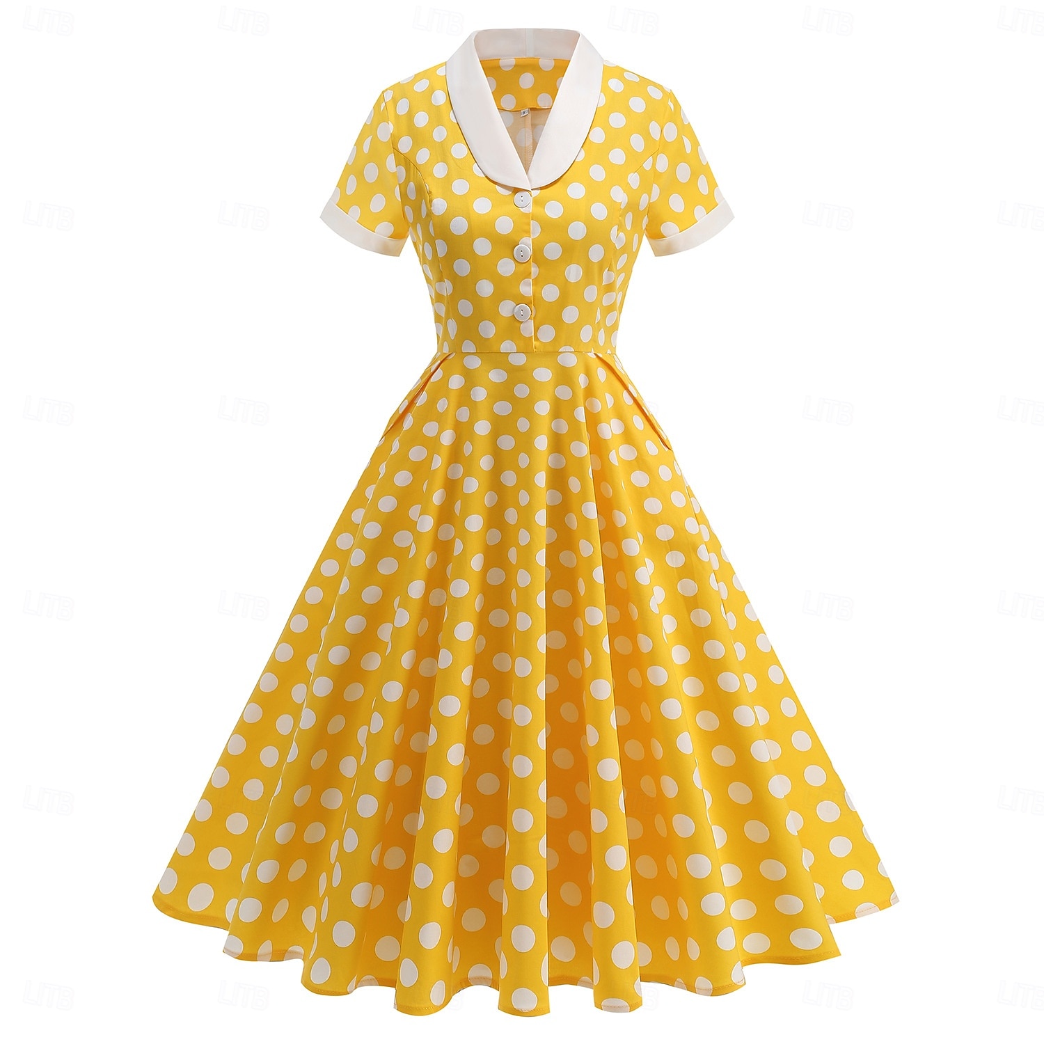 1950-es Retró Rockabilly Déli Swing ruha Flare ruha Rövid ujjú Pöttyös Karcsúsított Jelmez Női Farsang Valentin nap Hétköznapi Hazaérkezés Retro témájú buli Felnőttek Ruha Tavaszi nyár 2026 - $55.99 –P1