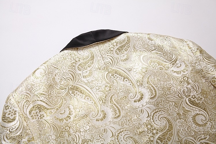Men's Blazer Jacket Shawl Collar Fashion Party Luxury Paisley Jacquard Blazer Red Beige Tailored Fit Single Breasted One-button 2026 - $117.99 –P7