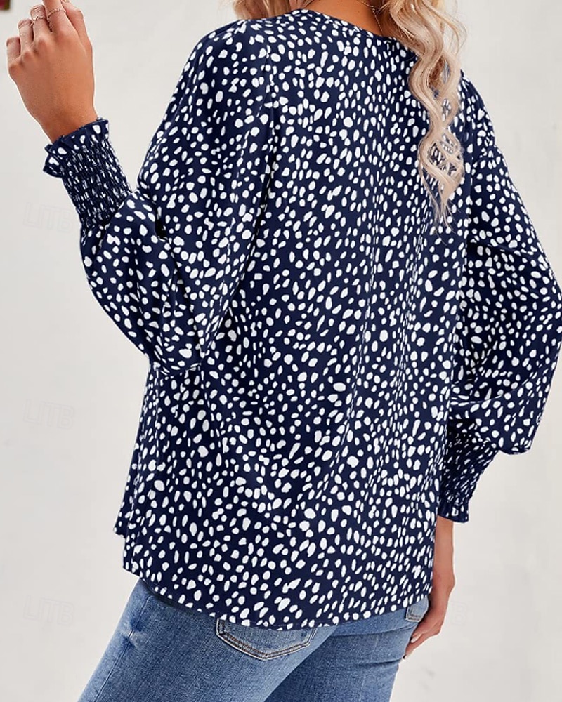 Per donna Maglietta Stampato Floreale Casual Manica Lunga Scollo a V Top Regolari Quotidiano Uscire Weekend Nero Rosa Vino Blu marino Verde Primavera Autunno del 2026 a $26.99 –P4