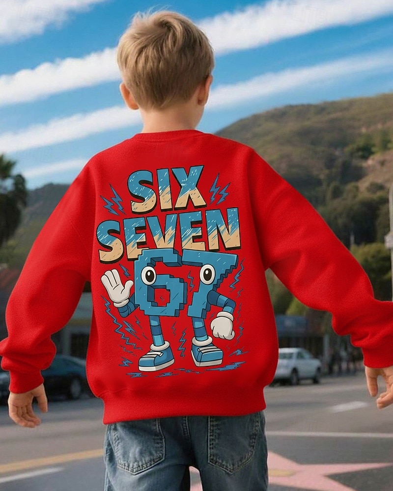 Unisex Boys' 3D Graphic Funny Slang 67 Sweatshirt Pullover Long Sleeve 3D Print Spring Fall Active Fashion Streetwear Kids 4-12 Years Crew Neck Casual Daily Outdoor Regular Fit 2026 - $18.49 –P5