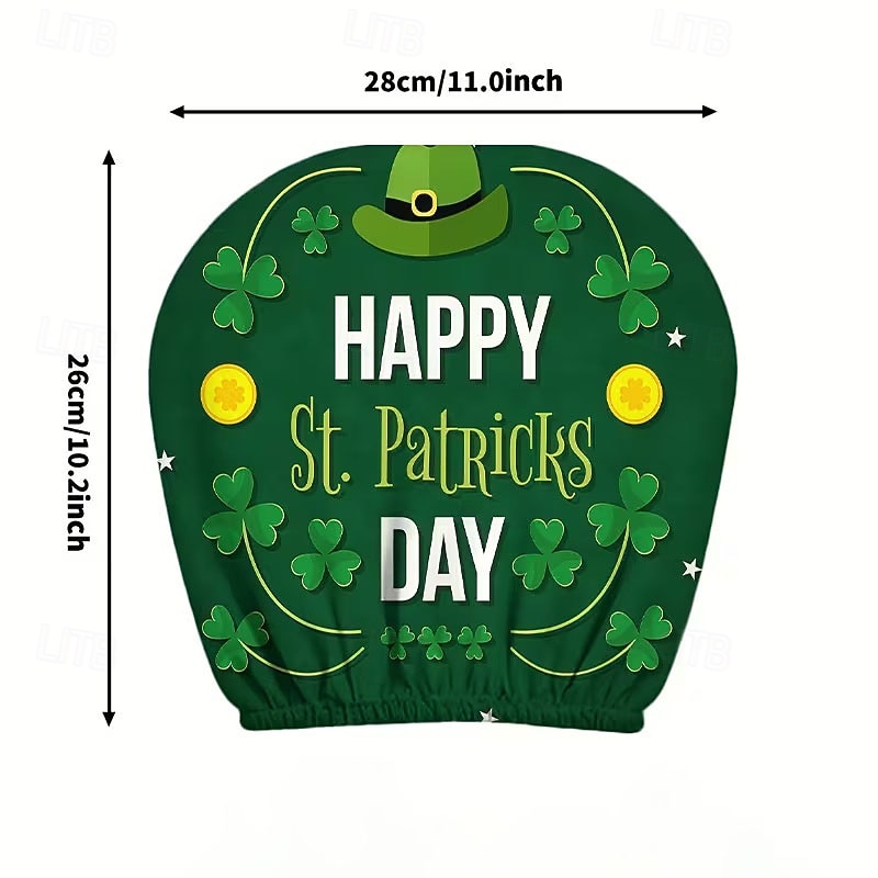 2 capas de encosto de cabeça para carro com trevo verde | compatíveis com todos os veículos, pretas &Adesivo para carro com estampa de trevo verde, design plano 2D, poliéster, fácil instalação - de 2026 por $7.99 –P36