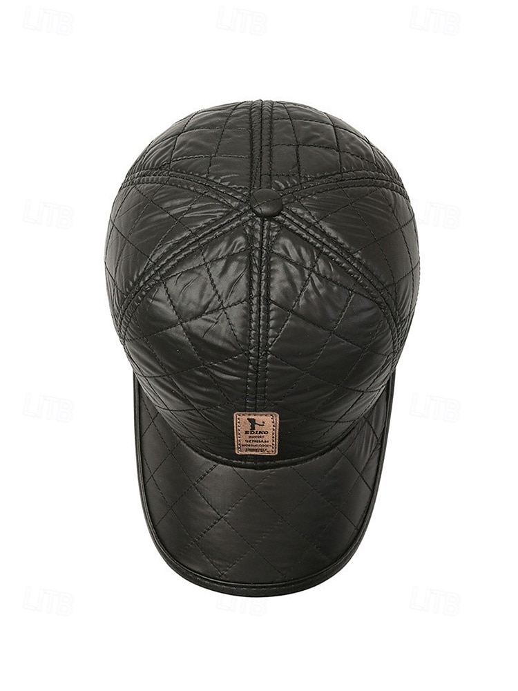 Pánská baseballová čepice z umělé kůže se skládacími klapkami na uši, dostupná v několika barvách, ideální do chladného počasí a na běžné nošení 2026 - $11.99 –P7