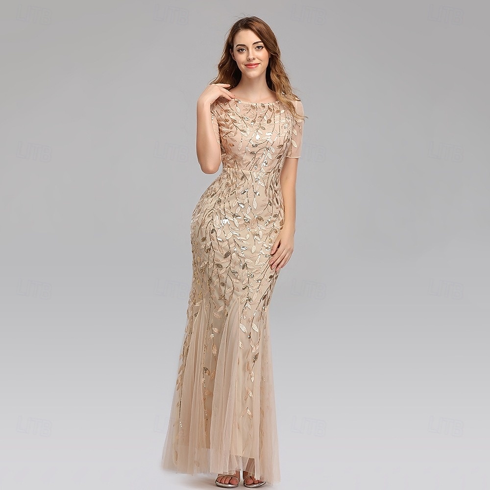 Anni Ruggenti Anni 1920 Lunghezza alla caviglia Vestito Nozze Addio al celibato Maniche corte Il grande Gatsby Charleston Invitato al matrimonio Paillettes Scollo Tondo Costume Per donna Mascherata del 2026 a $79.99 –P1