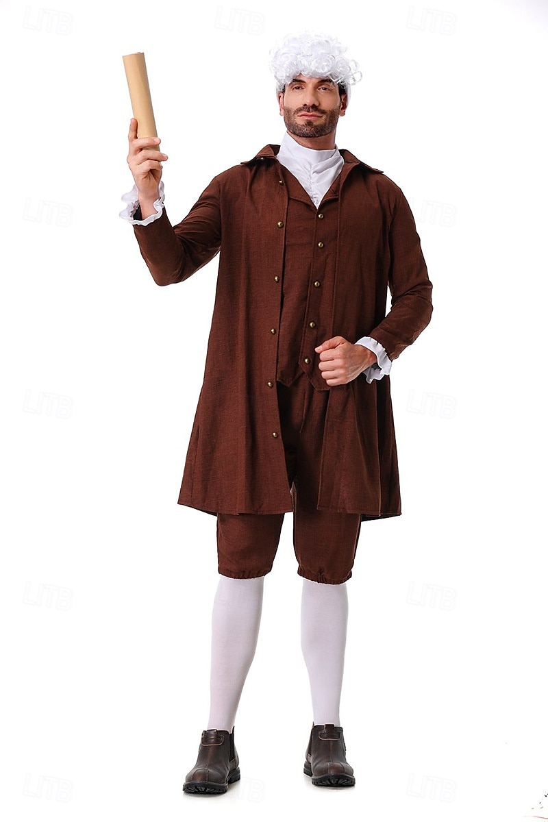 250e jubileum VS Rococo Barok Outfits Lange Mouwen George Washington Koloniaal Onafhankelijkheidsoorlog Kostuum Voor heren Carnaval Independence Day 4 juli Volwassenen Jas Broeken Kraag 2026 - $50.99 –P5