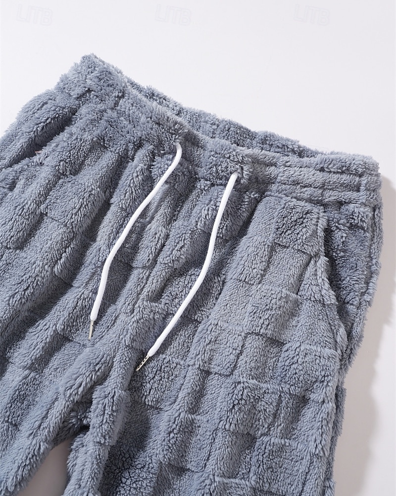 Men's Shorts Casual Shorts Pocket Elastic Waist Fleece Plain Warm Breathable Knee Length Outdoor Vacation Daily Wear Vacation Fashion Black Gray Micro-elastic 2026 - $18.99 –P7