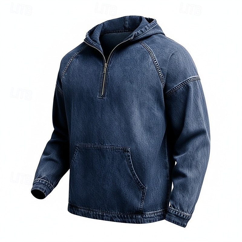 Муж. Толстовка Толстовка с капюшоном и пуловером Толстовка с капюшоном на молнии Синий Абрикосовый Розовый Военно-зеленный Темно синий Капюшон Полотняное плетение Пэчворк Карман кенгуру 2026 - $41.99 –P8