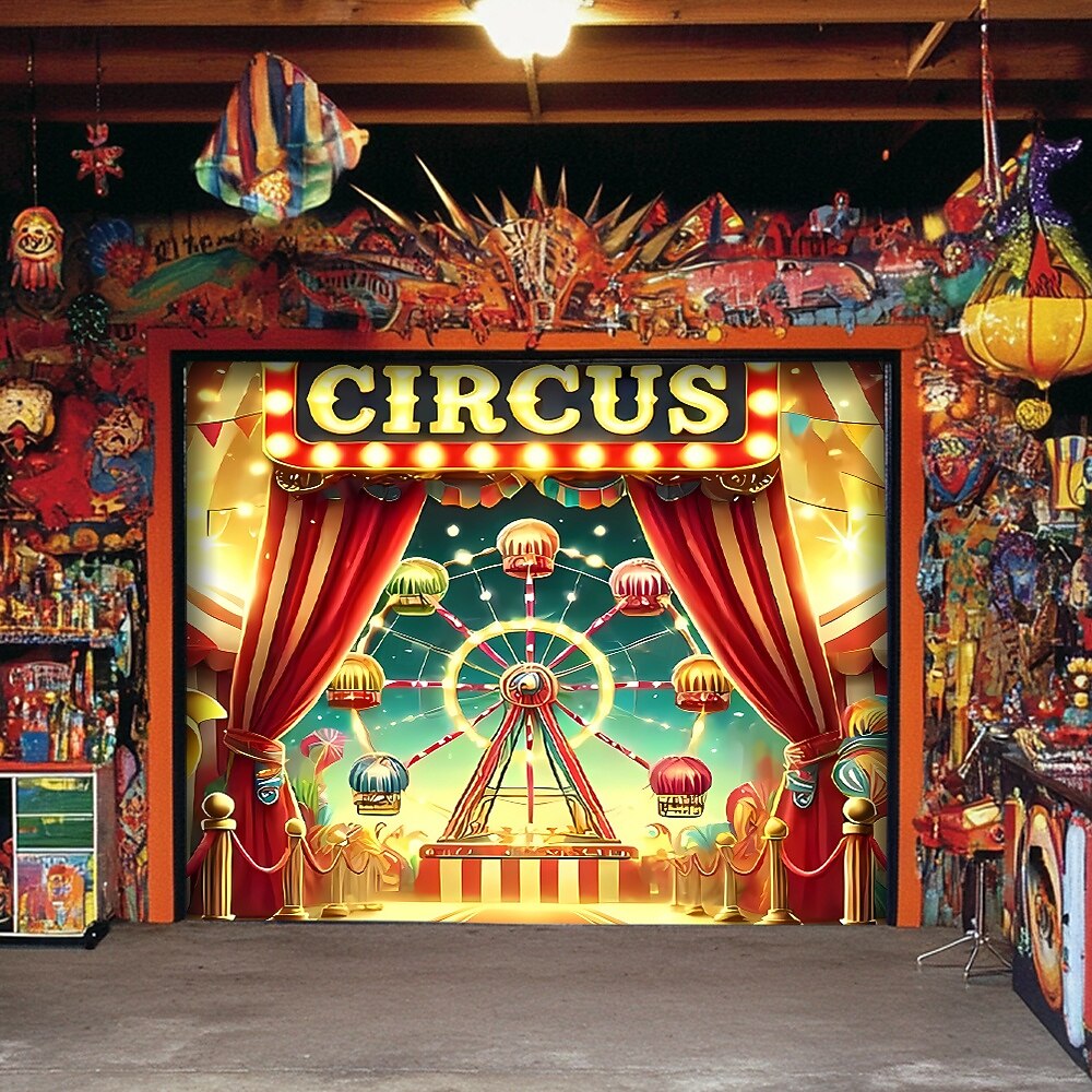 Mardi gras Garasjeportdeksel Stor opphengning sirkus Luksus 3D Party Utendørs Bakgrunner for skyting Inngangsdør Maskerade Hjemmedekor 2026 - $29.99 –P5
