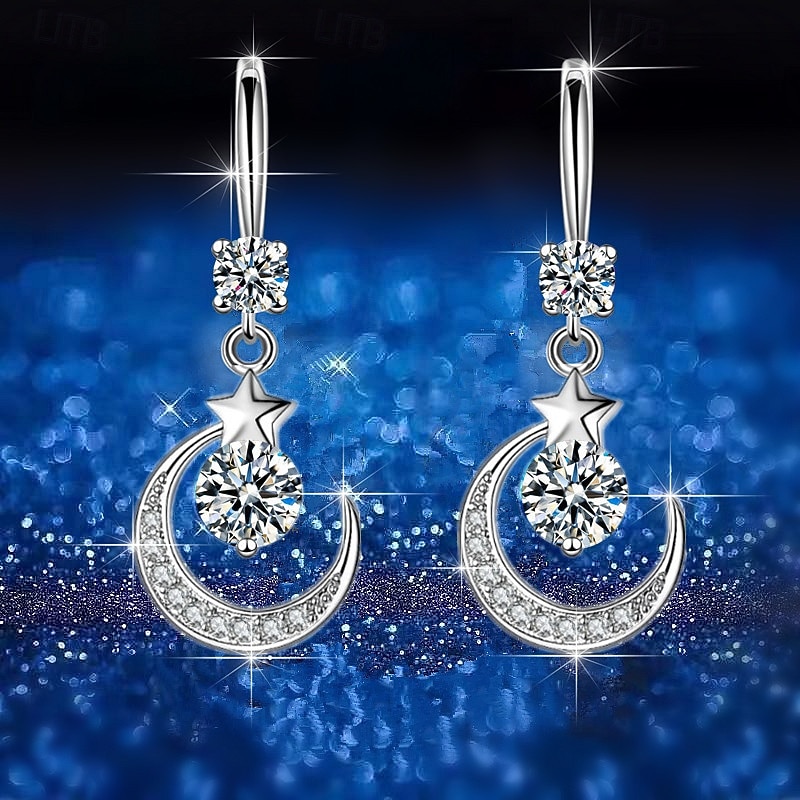 1 Pair Earrings For Women's Cubic Zirconia Daily Street Alloy Monogram Moon Star 2026 - $11.49 –P1