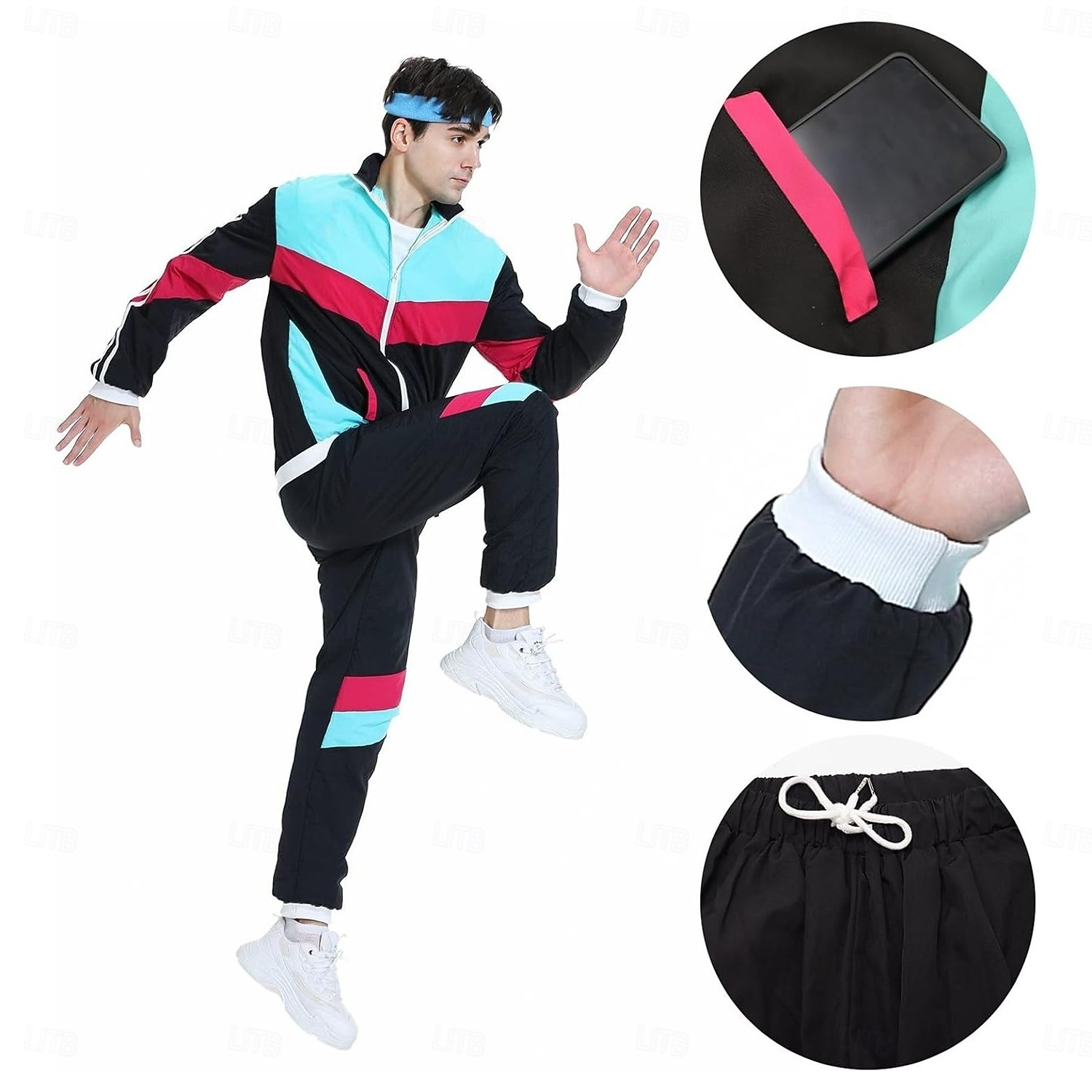 Retro Vintage 1980er HipHop Outfits Zubehörset Sportbekleidung mit Zubehör langarm Disco Kostüm Herren Damen Karnevalskostüm Halloween Karneval Neujahr Pride Parade Pride-Monat Erwachsene Weitere 2026 - $68.99 –P8