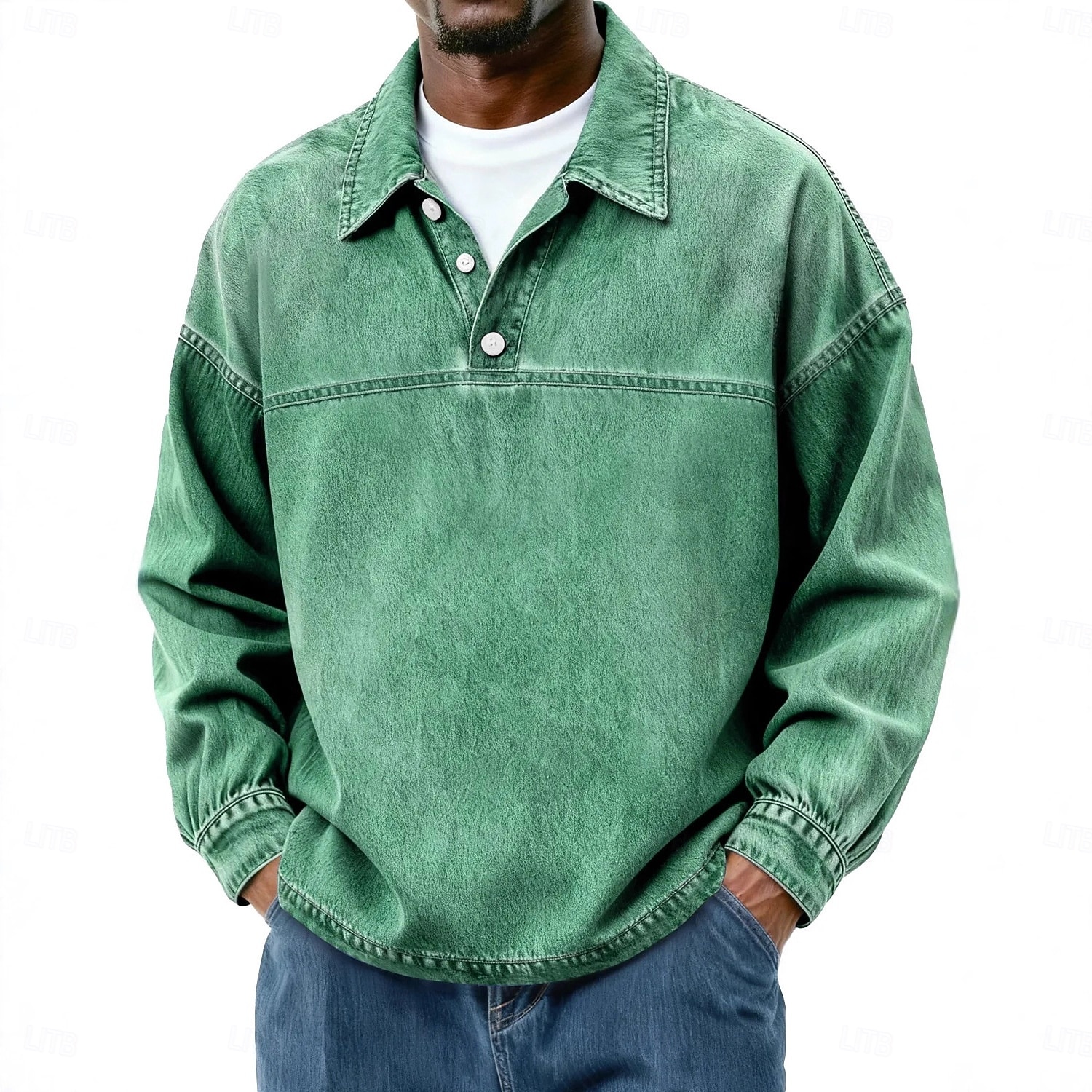 Herren Baumwoll-Poloshirt Lässig Urlaub Klassisch Langarm Mode Basic Einfarbig Einfach Vintage-Stil Gewaschen Winter Frühling & Herbst Ganzjahres Lässiger Schnitt Schwarz Hellgrün Rosa Marineblau 2026 - $33.99 –P12