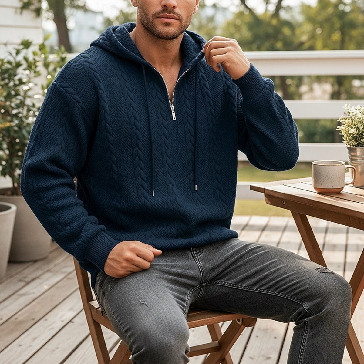 Ανδρικά Ζακάρ Φούτερ πουλόβερ με κουκούλα και πουλόβερ Κουκούλα με φερμουάρ Quarter Σομόν Μαύρο Λευκό Πράσινο Ανοικτό Κρασί Με Κουκούλα Σκέτο Κουμπώσου Με Υφή Causal Καθημερινά Αθλήματα & Ύπαιθρος 2026 - $19.99 –P10