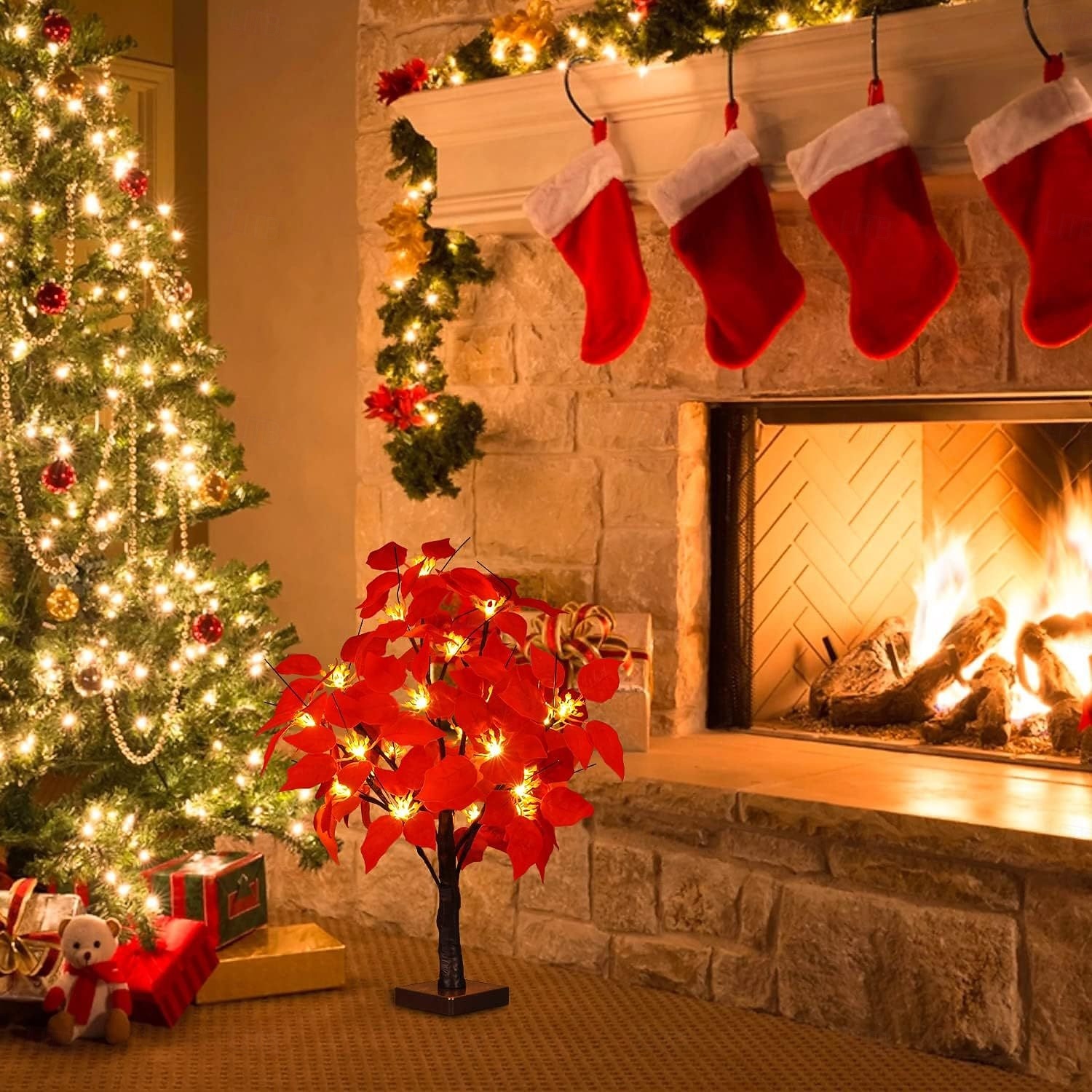 Lampada decorativa con fiore finto cremisi da 60 cm/24 pollici, per capodanno e festa di primavera, per interni, camera da letto, comodino, soggiorno, sala da pranzo, decorazione da tavolo, lampada a del 2026 a $19.99 –P4