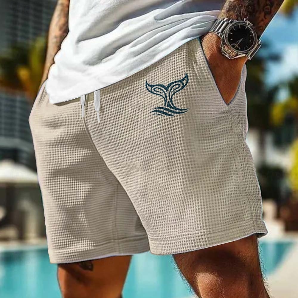 Men's Dophin Sea Creatures Waffle Shorts Sweat Shorts Casual Shorts Mid Waist Fashion Casual Vacation Jogging Workout Textured Elastic Drawstring Waist Shorts with Pockets Designer Clothing Apparel 2026 - $22.99 –P4